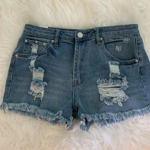 Ripped jean shorts